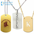 Moda personalizada metal en blanco acero inoxidable grabado sublimación lujo ejército militar personalizado dogtags collar con cadena de bolas